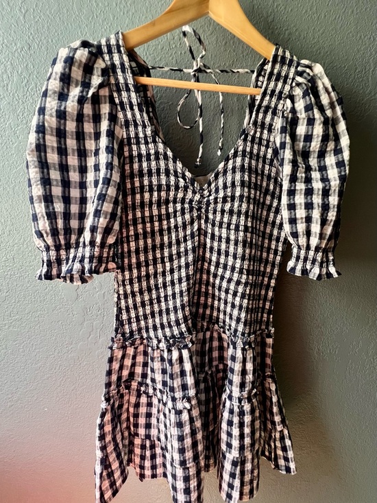 Caroline Constas Dresses & Skirts - Caroline Constas Gingham Mini Dress in Navy and White